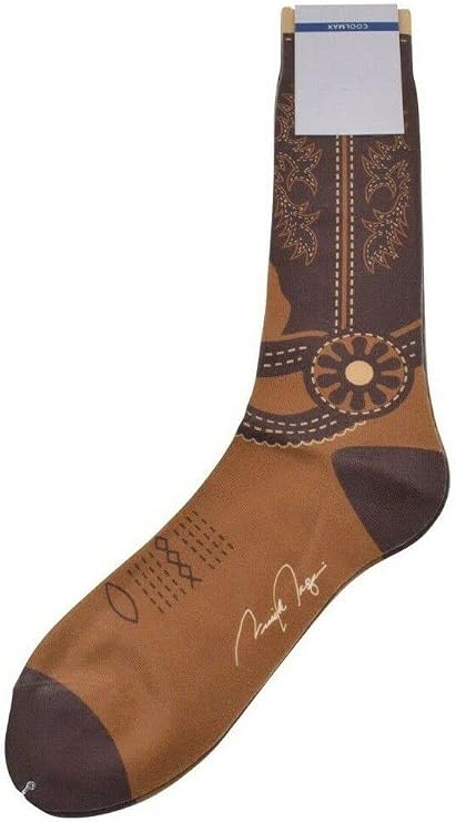 VK Nagrani Men?s Dress Socks Mid Calf Cowboy CB05-BRN