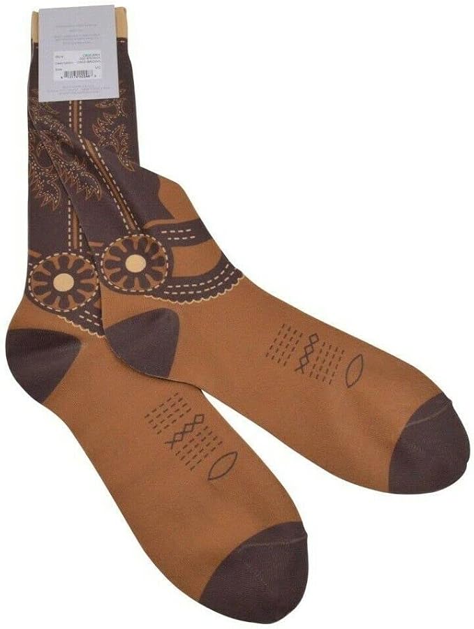 VK Nagrani Men?s Dress Socks Mid Calf Cowboy CB05-BRN