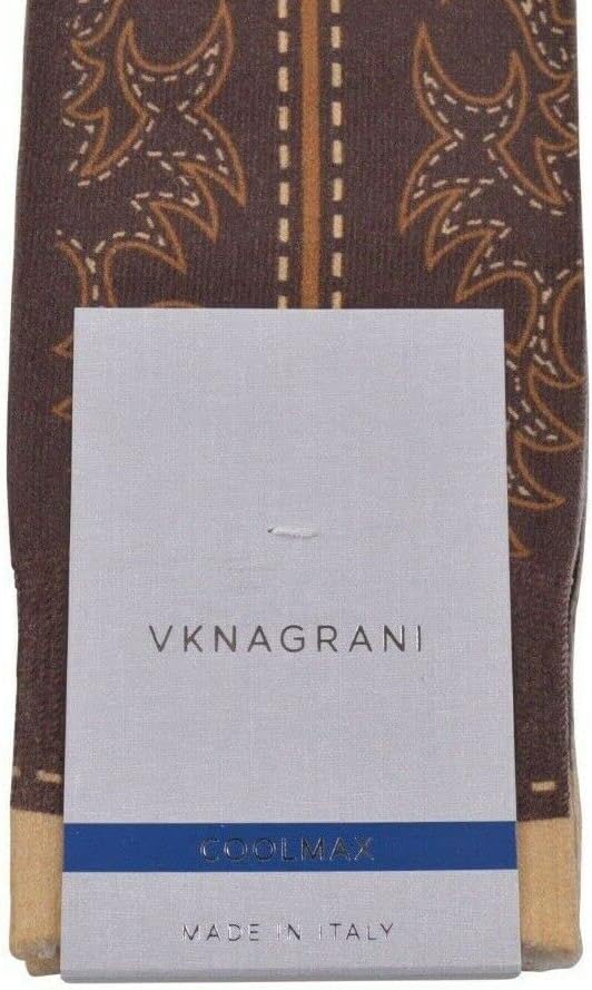 VK Nagrani Men?s Dress Socks Mid Calf Cowboy CB05-BRN