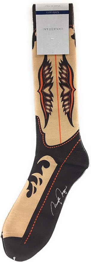 VK Nagrani Men?s Dress Socks Mid Calf Cowboy CB01 Brown